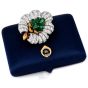 buccellati Vintage Emerald diamond 18k Gold Flower Brooch Pin