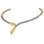 Estate Lion Head Diamond Ruby 18K Two-Tone Gold Choker Necklace