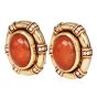 1950s Orange Jadeite Diamond Oval 14k Gold Statement Earrings 