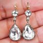 Vintage Rose Cut 7.80 Carats Diamond Gold Dangle Drop Earrings 