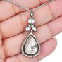 Vintage 6.10cts Teardrop Rose Cut Diamond Gold Silver Pendant Necklace 
