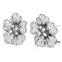 Estate 3.25cts  Diamond 18K White Gold Sparkly Flower Clip-On Earrings