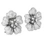 Estate 3.25cts  Diamond 18K White Gold Sparkly Flower Clip-On Earrings