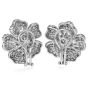 Estate 3.25cts  Diamond 18K White Gold Sparkly Flower Clip-On Earrings