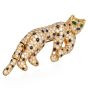 Panther Sapphire Diamond Emerald 18K Gold Cat Brooch