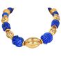 Vintage 1960S Carved Lapis Lazuli 18K Yellow Gold Large Choker Necklace