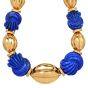 Vintage 1960S Carved Lapis Lazuli 18K Yellow Gold Large Choker Necklace