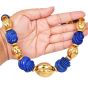 Vintage 1960S Carved Lapis Lazuli 18K Yellow Gold Large Choker Necklace