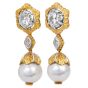 Buccellati Old Mine Cut Diamond & Pearl 18K Gold Drop Day Night Earrings
