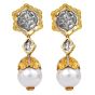 Buccellati Old Mine Cut Diamond & Pearl 18K Gold Drop Day Night Earrings