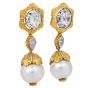 Buccellati Old Mine Cut Diamond & Pearl 18K Gold Drop Day Night Earrings