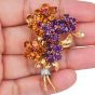  Boucheron Vintage Diamond Multi Gemstone 18K Gold Bouquet Brooch