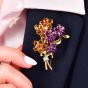  Boucheron Vintage Diamond Multi Gemstone 18K Gold Bouquet Brooch