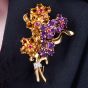  Boucheron Vintage Diamond Multi Gemstone 18K Gold Bouquet Brooch