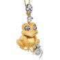 Whimsical Diamond Ruby 18K Gold Frog & Spider Pendant 