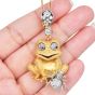 Whimsical Diamond Ruby 18K Gold Frog & Spider Pendant 