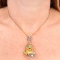 Whimsical Diamond Ruby 18K Gold Frog & Spider Pendant 