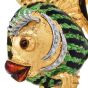  Vintage late 1970s 18K Gold Diamond Enamel Fish Brooch