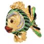  Vintage late 1970s 18K Gold Diamond Enamel Fish Brooch