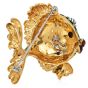  Vintage late 1970s 18K Gold Diamond Enamel Fish Brooch