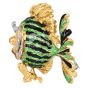  Vintage late 1970s 18K Gold Diamond Enamel Fish Brooch
