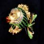  Vintage late 1970s 18K Gold Diamond Enamel Fish Brooch