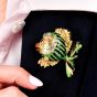  Vintage late 1970s 18K Gold Diamond Enamel Fish Brooch