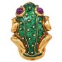 Hidalgo Miami 1990s Ruby 18K Gold Enamel Frog Brooch pin