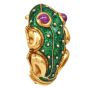 Hidalgo Miami 1990s Ruby 18K Gold Enamel Frog Brooch pin