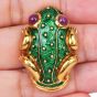 Hidalgo Miami 1990s Ruby 18K Gold Enamel Frog Brooch pin