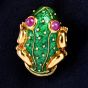 Hidalgo Miami 1990s Ruby 18K Gold Enamel Frog Brooch pin