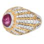 Mario Buccellati GIA No-Heat Burma Ruby & Diamond Dome Cocktail Ring – Platinum & 18K Gold