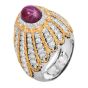 Mario Buccellati GIA No-Heat Burma Ruby & Diamond Dome Cocktail Ring – Platinum & 18K Gold