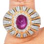 Mario Buccellati GIA No-Heat Burma Ruby & Diamond Dome Cocktail Ring – Platinum & 18K Gold