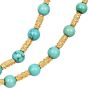 Vintage Turquoise Bead 18K Yellow Gold Necklace 