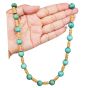 Vintage Turquoise Bead 18K Yellow Gold Necklace 