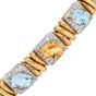 Estate  25.60cts Citrine Topaz Diamond 18K Gold Statement Bracelet