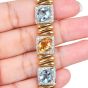 Estate  25.60cts Citrine Topaz Diamond 18K Gold Statement Bracelet