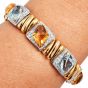 Estate  25.60cts Citrine Topaz Diamond 18K Gold Statement Bracelet