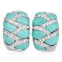 Designer Italian Diamond Turquoise 18K White Gold Braided  Earrings