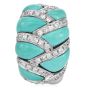 Designer Italian Diamond Turquoise 18K White Gold Braided  Earrings