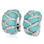 Designer Italian Diamond Turquoise 18K White Gold Braided  Earrings