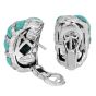Designer Italian Diamond Turquoise 18K White Gold Braided  Earrings