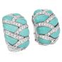 Designer Italian Diamond Turquoise 18K White Gold Braided  Earrings