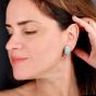 Designer Italian Diamond Turquoise 18K White Gold Braided  Earrings