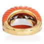 1970S Red Coral 18K Yellow Gold Dome Shape Diamond Cocktail Ring 