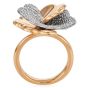 Estate Italian 1.00ct Diamond 18K Yellow White Gold Flower Ring