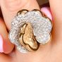 Estate Italian 1.00ct Diamond 18K White Gold Flower Ring
