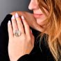 Estate Italian 1.00ct Diamond 18K White Gold Flower Ring