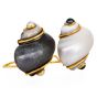 Seaman Schepps Turbo Shell Earrings with Black and White Pearls in 18K Yellow Gold